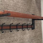 Scandinavian cloakroom coat rack in teak and metal