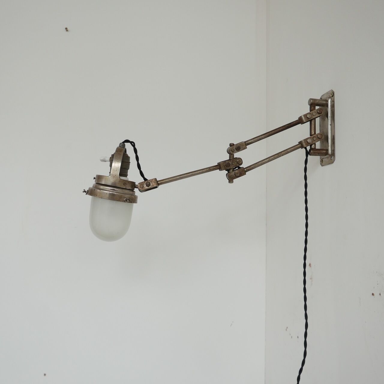 Industrial Adjustable Metal and Glass French Wall Light