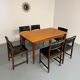 Lot of 6 Scandinavian design chairs in wood and black faux leather an70.