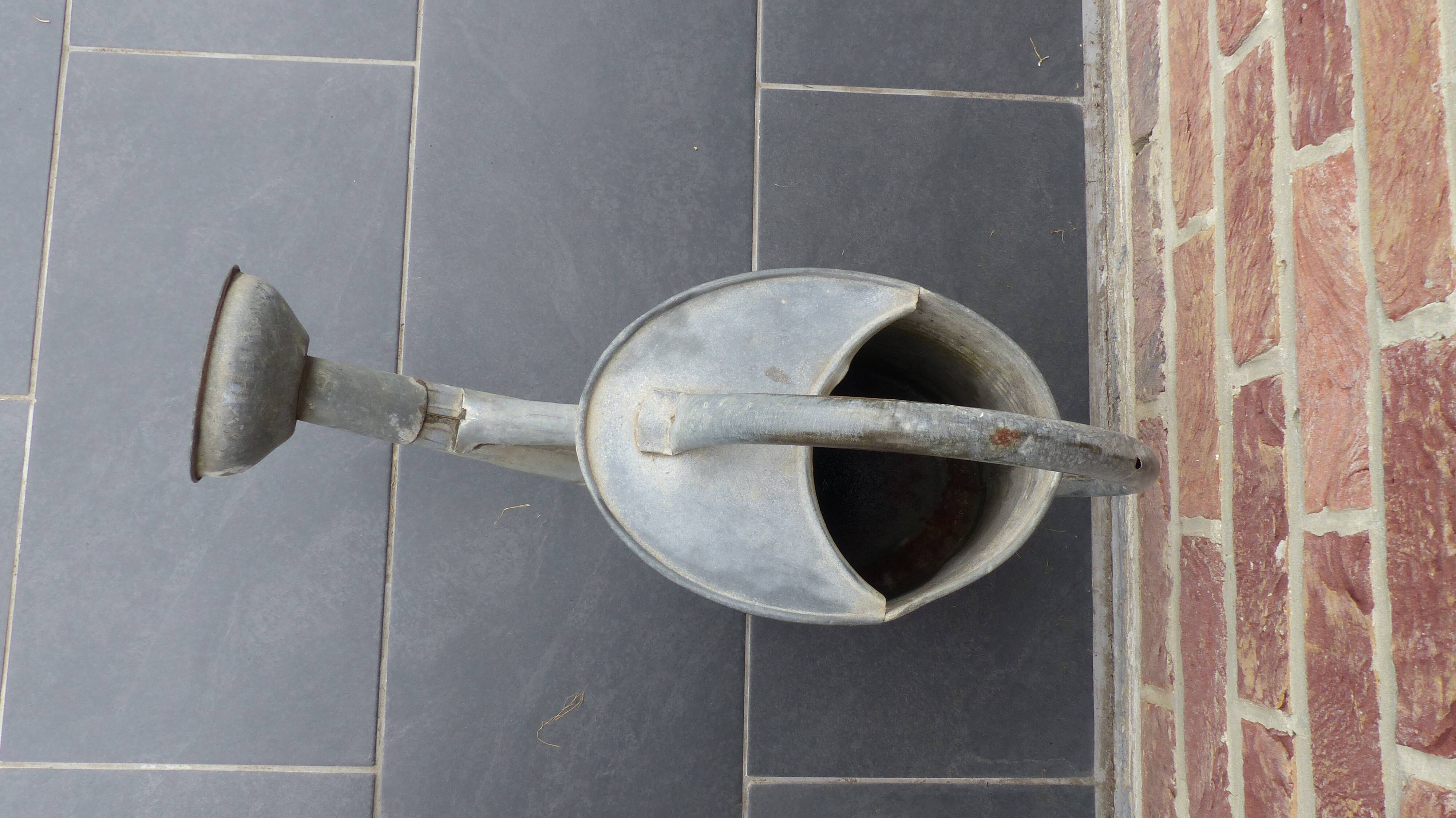 Zinc watering can with its apple