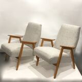 Pair of reupholstered 60s armchairs