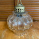 Pair of Vintage Suspension Lights with Iridescent Moulded Glass + Gold Metal