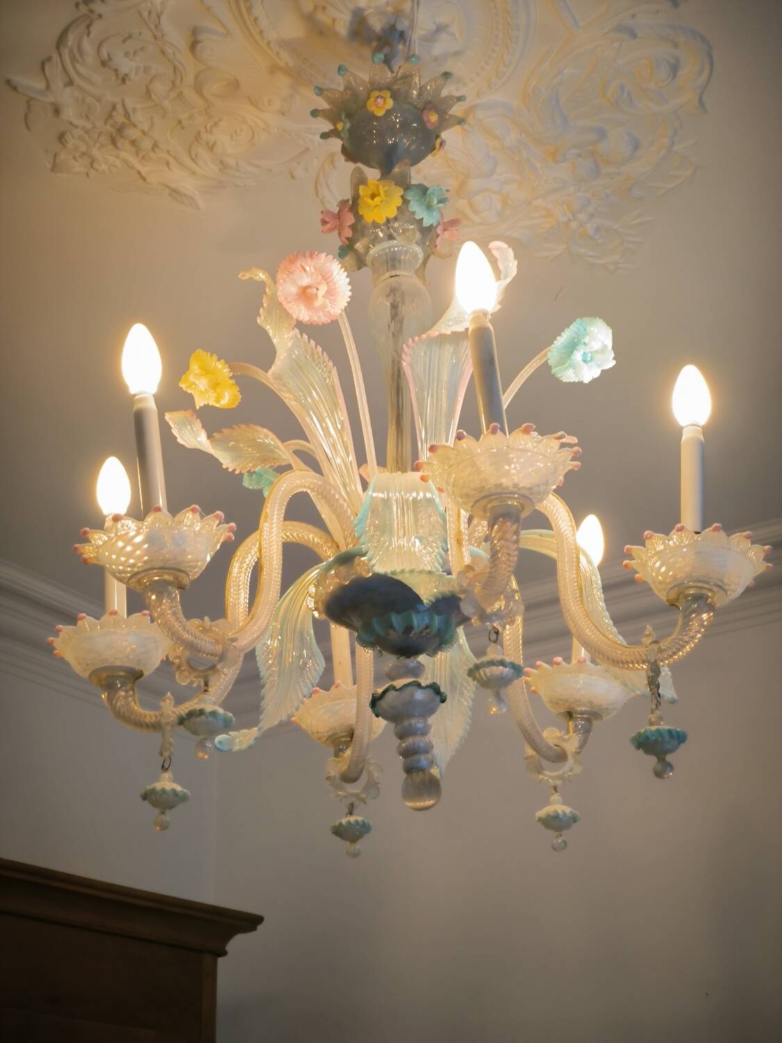 Multicolored Murano glass chandelier circa 1900