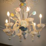 Lustre en verre Murano multicolore vers 1900