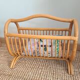Vintage rattan magazine rack