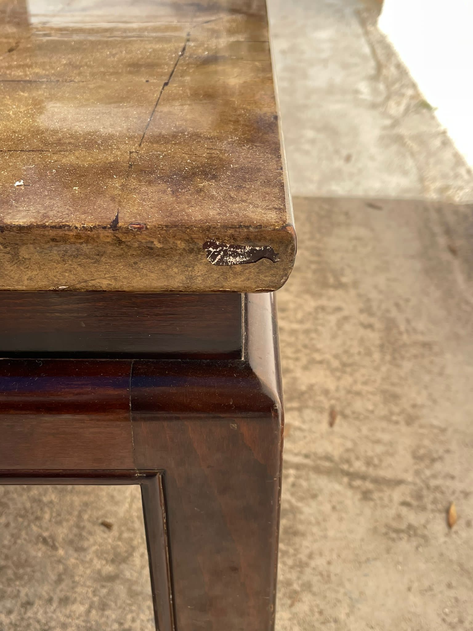 Coffee table covered with gold leaf