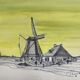 Painting "mill in harlingen" (netherlands) jean-francois devaliere (1926-2021)