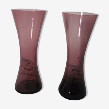 Duo de vases diabolo couleur lie de vin