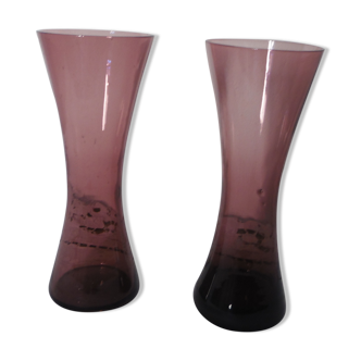 Duo de vases diabolo couleur lie de vin