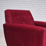 1970s, Danish lounge chair, original condition, cherry-red velour fabric.