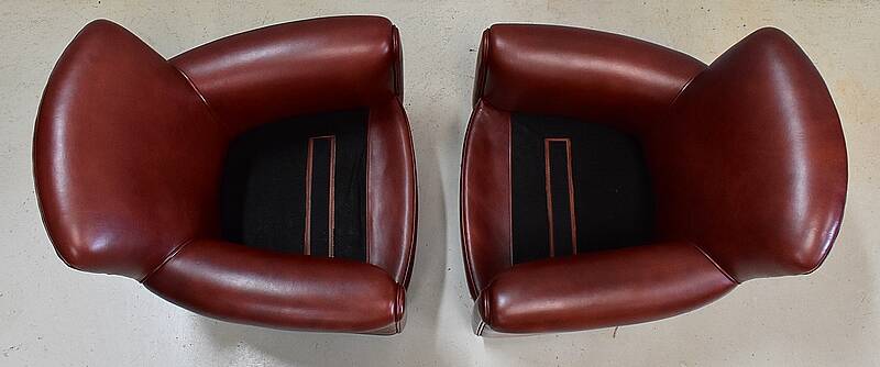 Pair of Small Club Armchairs in Sheepskin - Reproduction