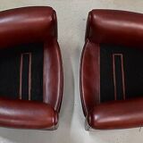Pair of Small Club Armchairs in Sheepskin - Reproduction