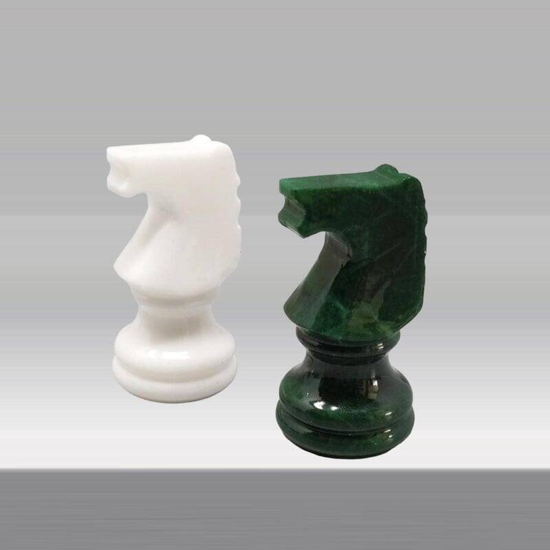 1970s Italian Volterra Alabaster Chess Set in Rare Forest Green and White