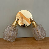 Double vintage tulip wall light in moulded glass.