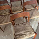 Lot de 6 chaises Niels Otto Moller n° 75 en teck