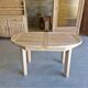 Oval wooden table – 2 extensions – sandblasted & varnished