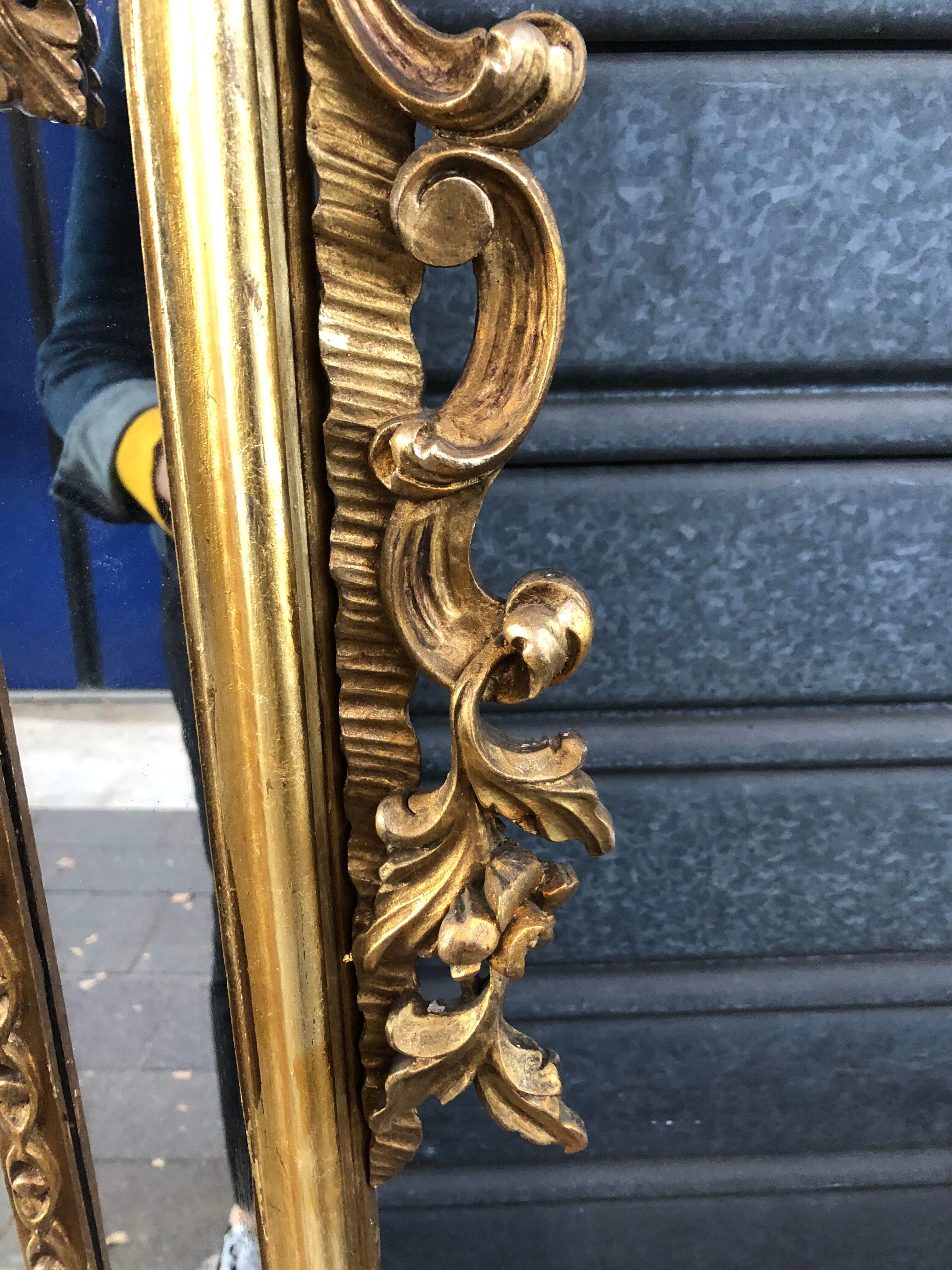 Gilded wooden mirror in baroque style  100x180cm