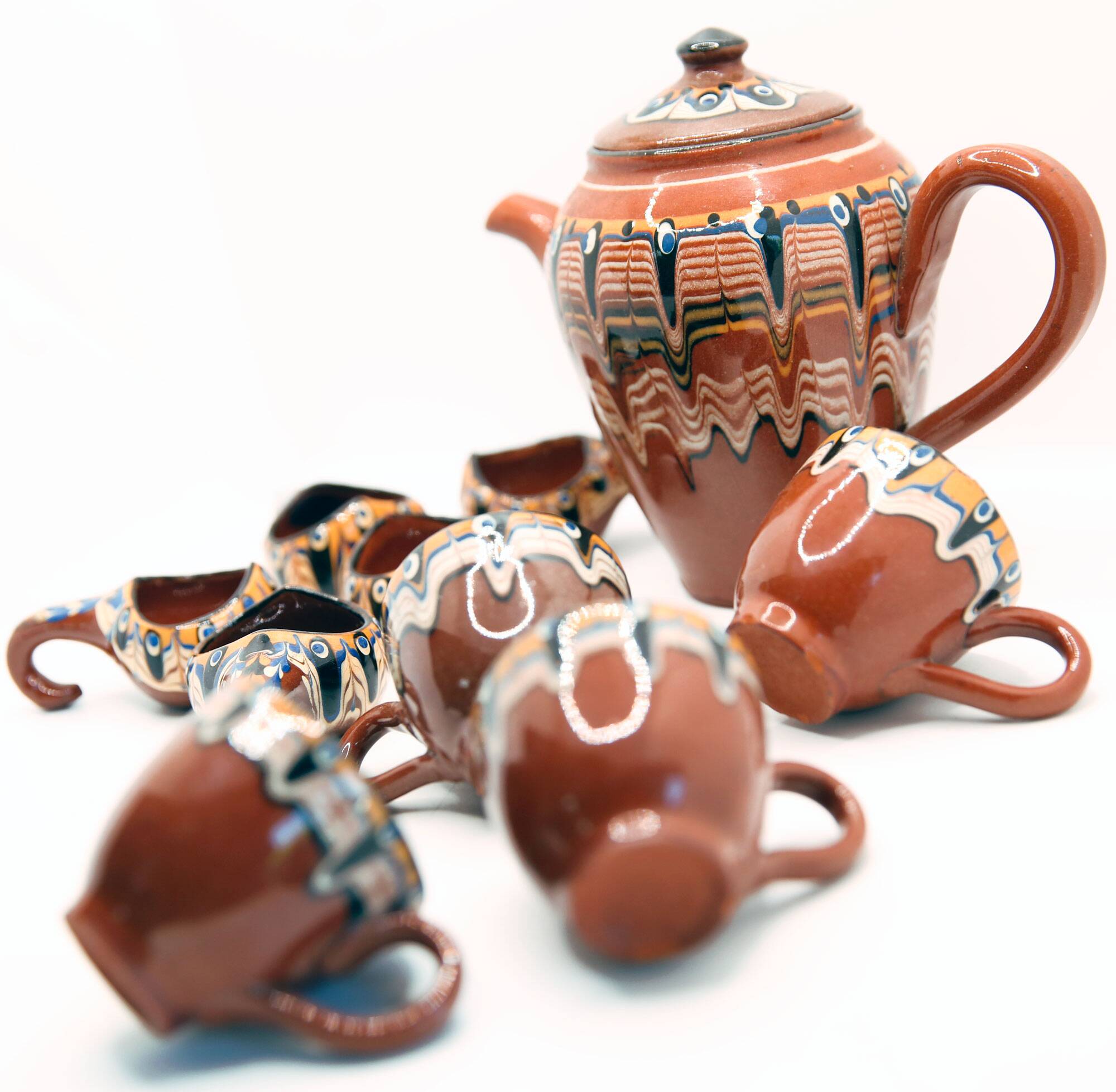 Tea or coffee set and handmade ceramic liquor from Bulgaria
