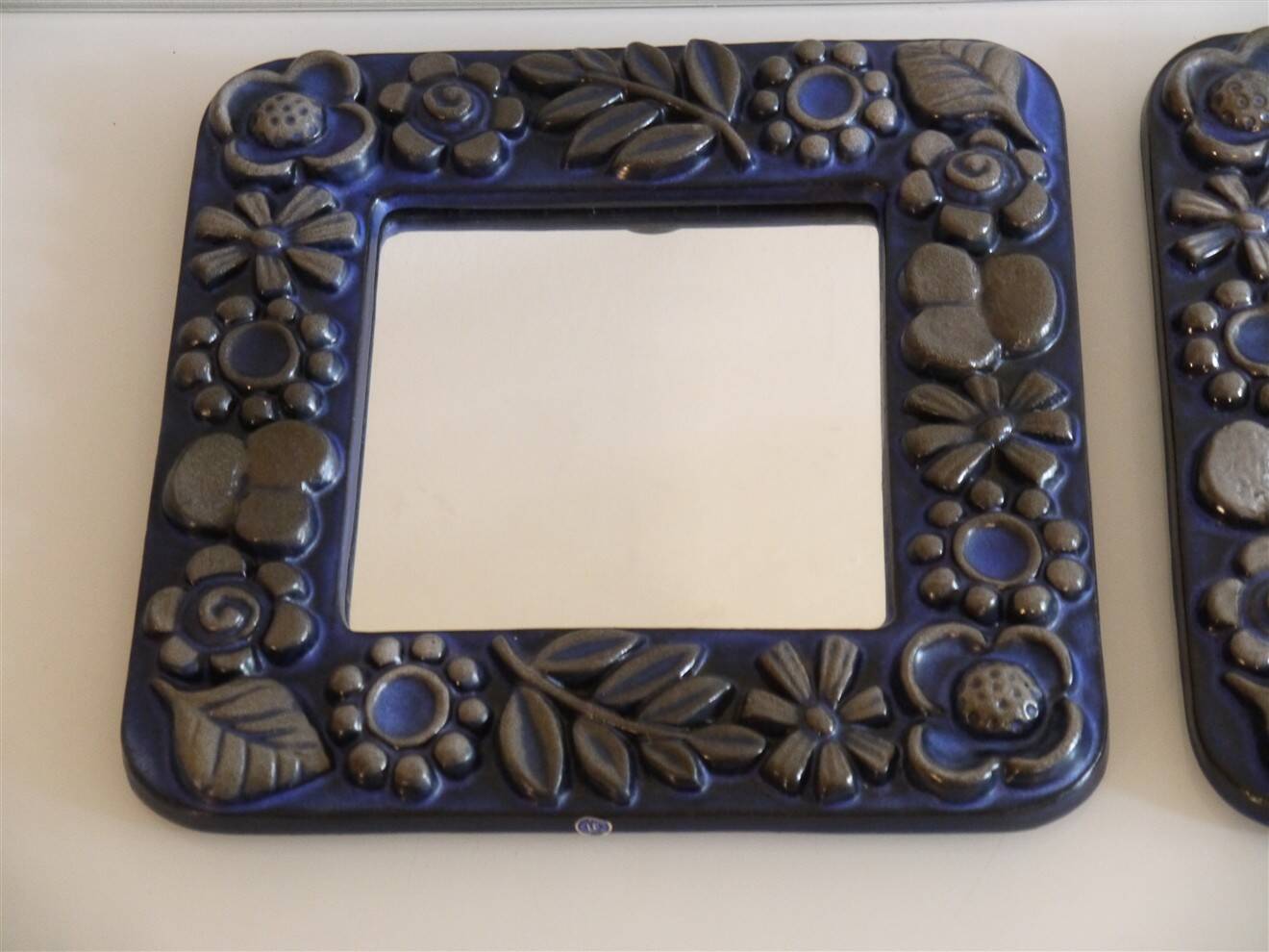 Pair of Scandinavian mirrors in ceramic by Berit Ternell.