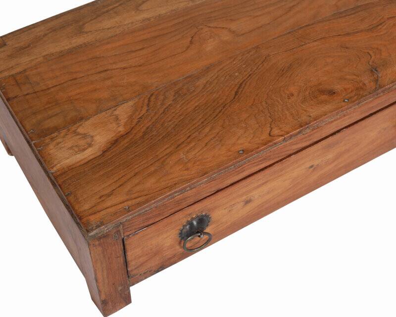 Table furniture de metier brown small bedside old teak drawer piece of origin india