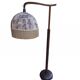 Wooden floor lamp with fabric shade, early 20th century