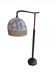 Wooden floor lamp with fabric shade, early 20th century