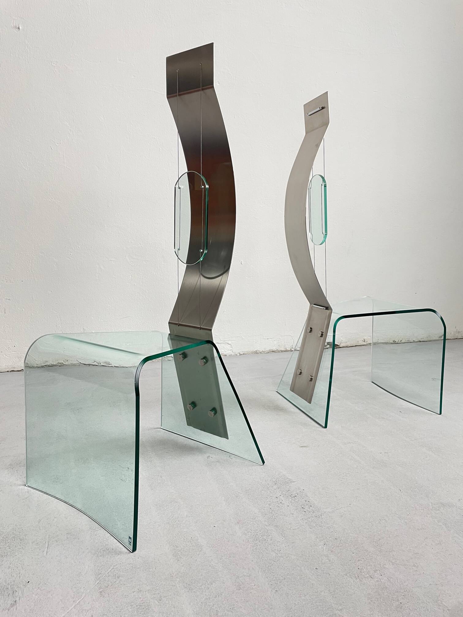 Chaise sculpturale Zero de Marco Baldanello, verre et acier, Italie, années 1990