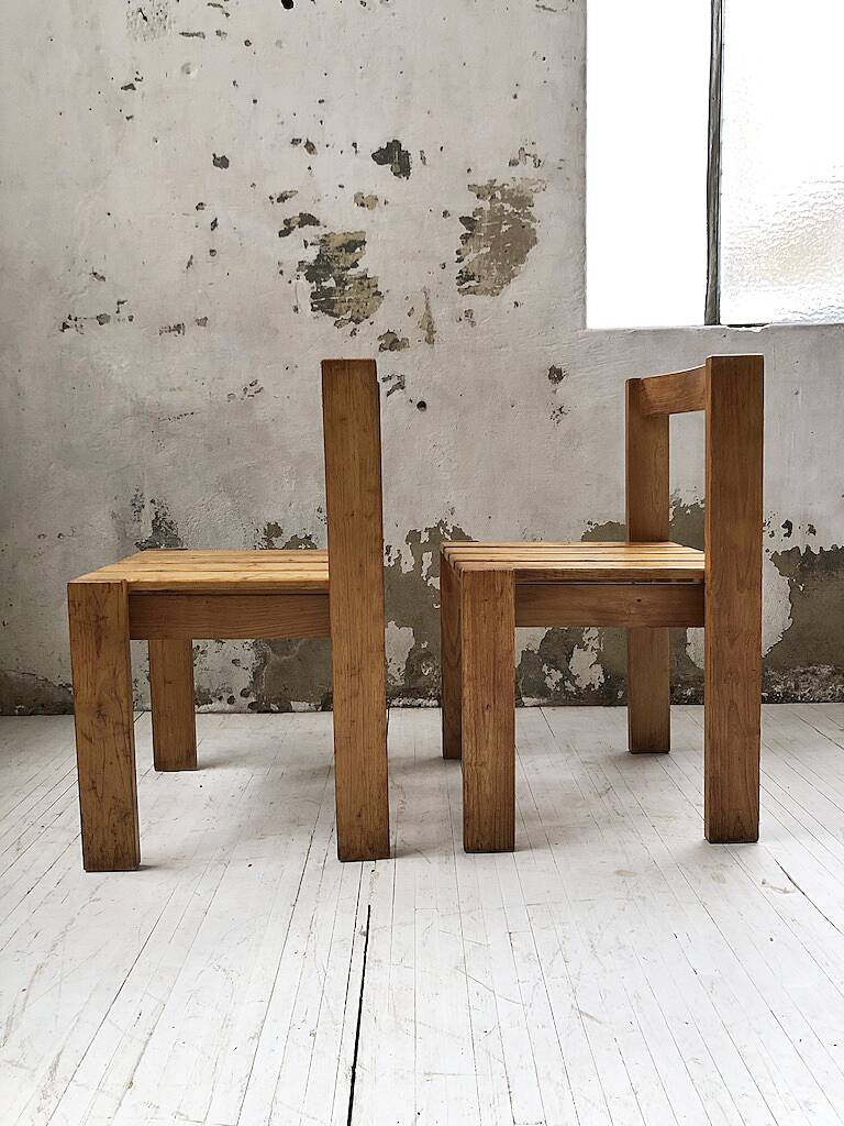 Duo of les arcs mountain pine chairs