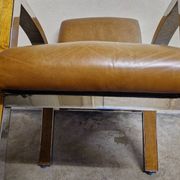 Aviator chair in walnut veneer and chrome metal, 1970.