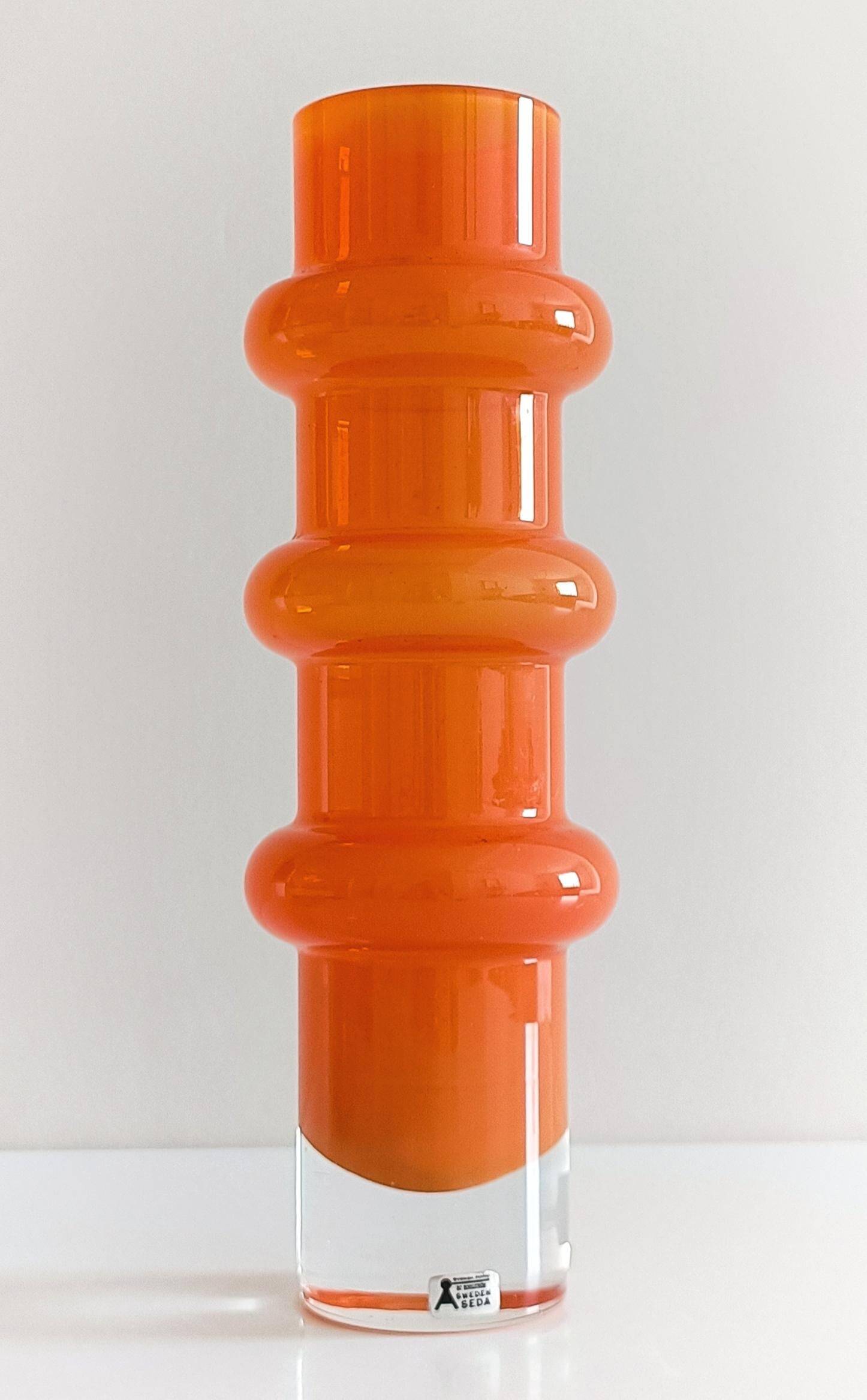 Scandinavian Modern Hooped Glass Vase by Aseda, Sweden 1960s