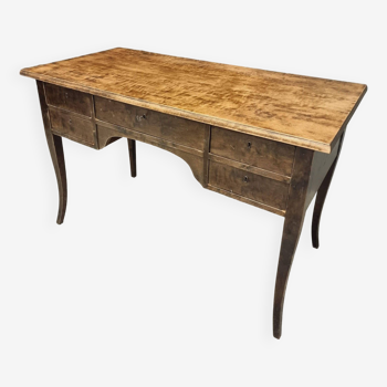 Ancien bureau bureau avec tiroirs en bois de bouleau années 30