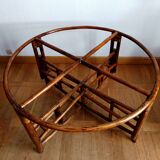 Large telescopic rattan table circa 1970