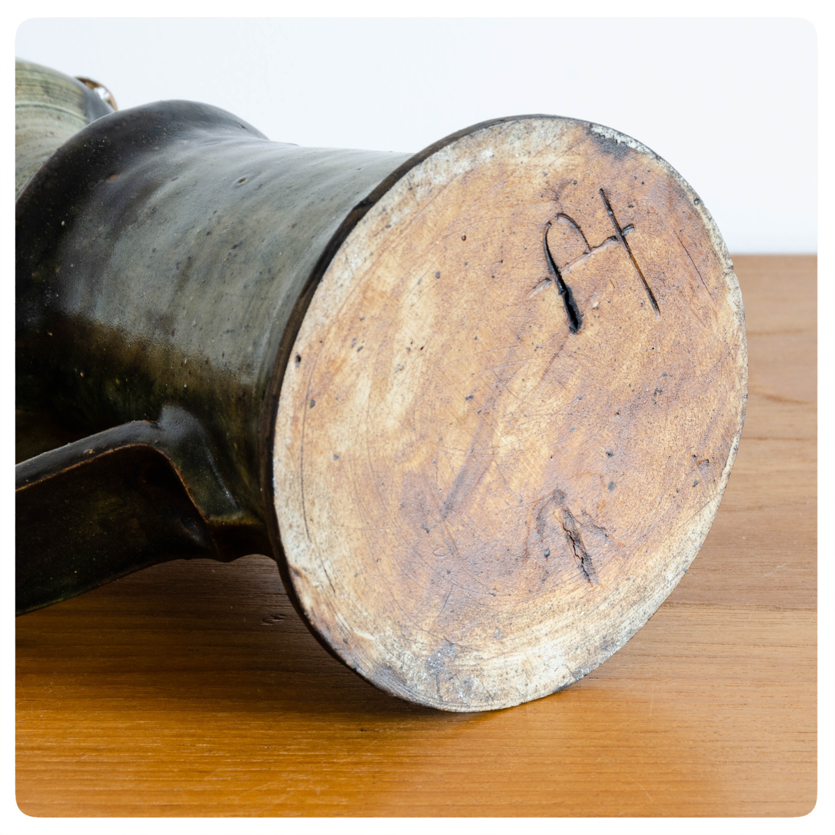 Enamelled sandstone pitcher by Francoise Chedeville - France - Circa 1960.