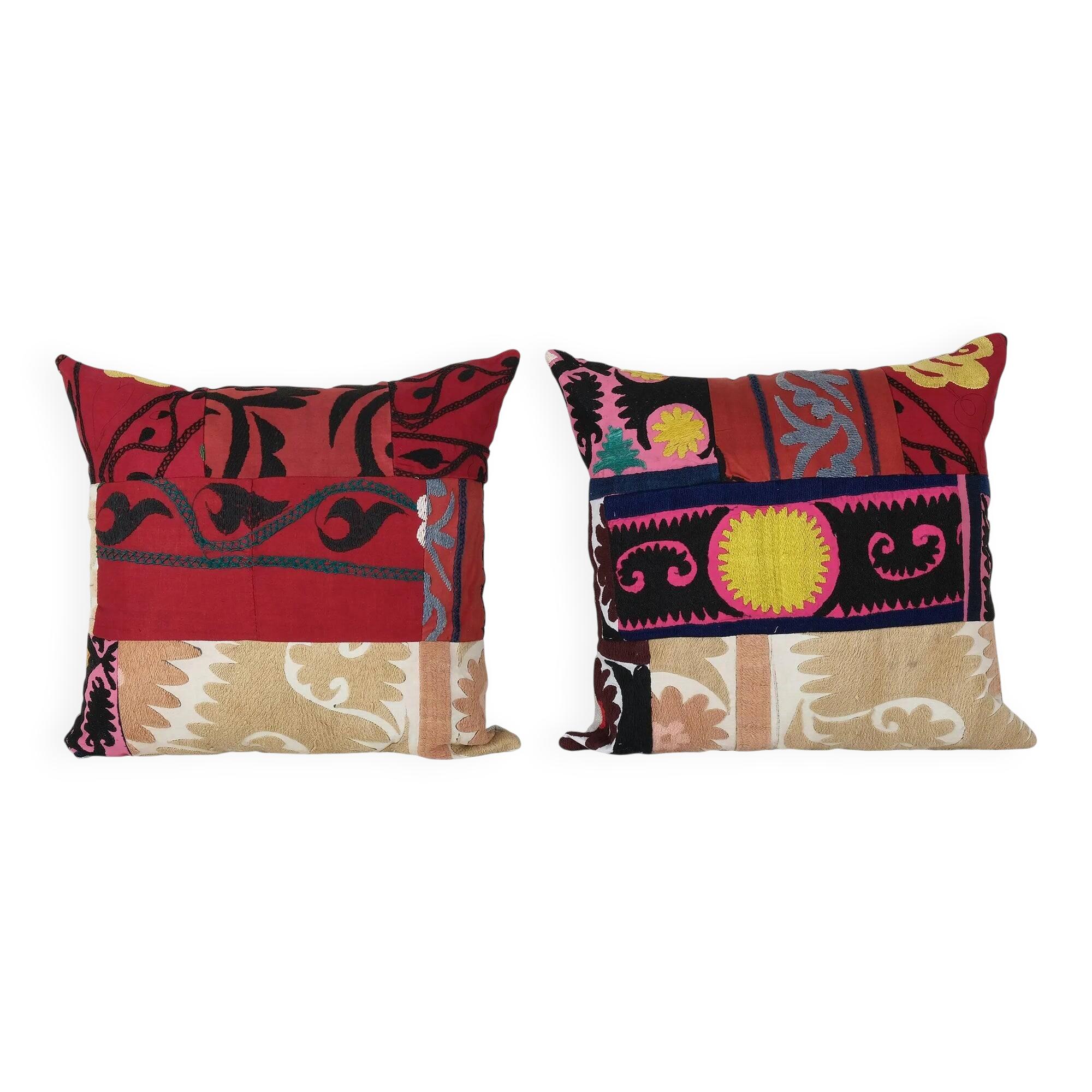 Set of 2 vintage embroidered cushion covers 43x48 cm