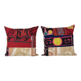 Set of 2 vintage embroidered cushion covers 43x48 cm
