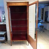 Large showcase 1 door in Louis XVI style marquetry