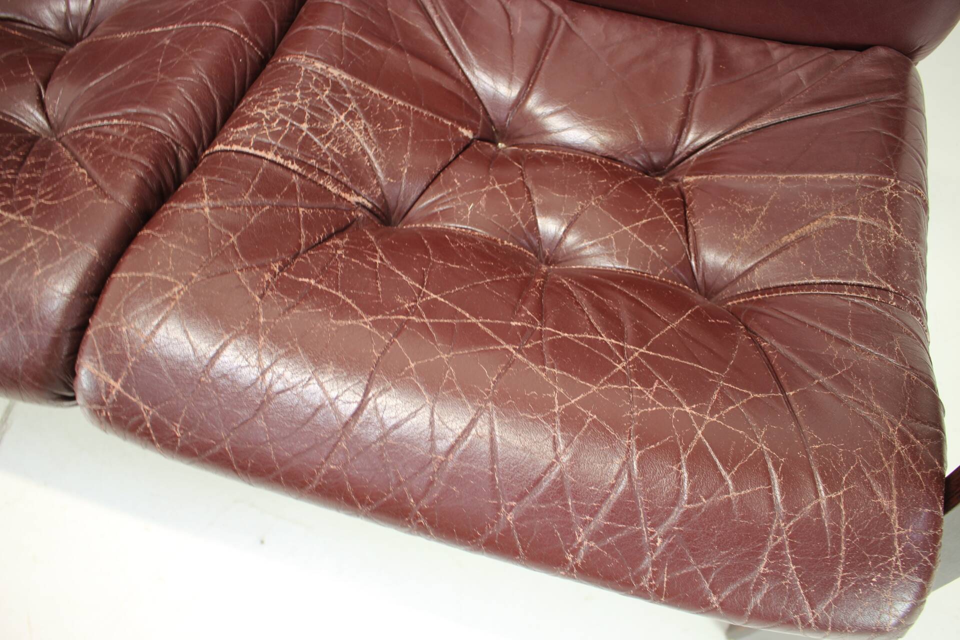 1980 Three-Seater Leather Sofa, Tone Czechoslovakia