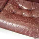 1980 Three-Seater Leather Sofa, Tone Czechoslovakia