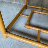 Rattan coffee table vintage glass top 1970