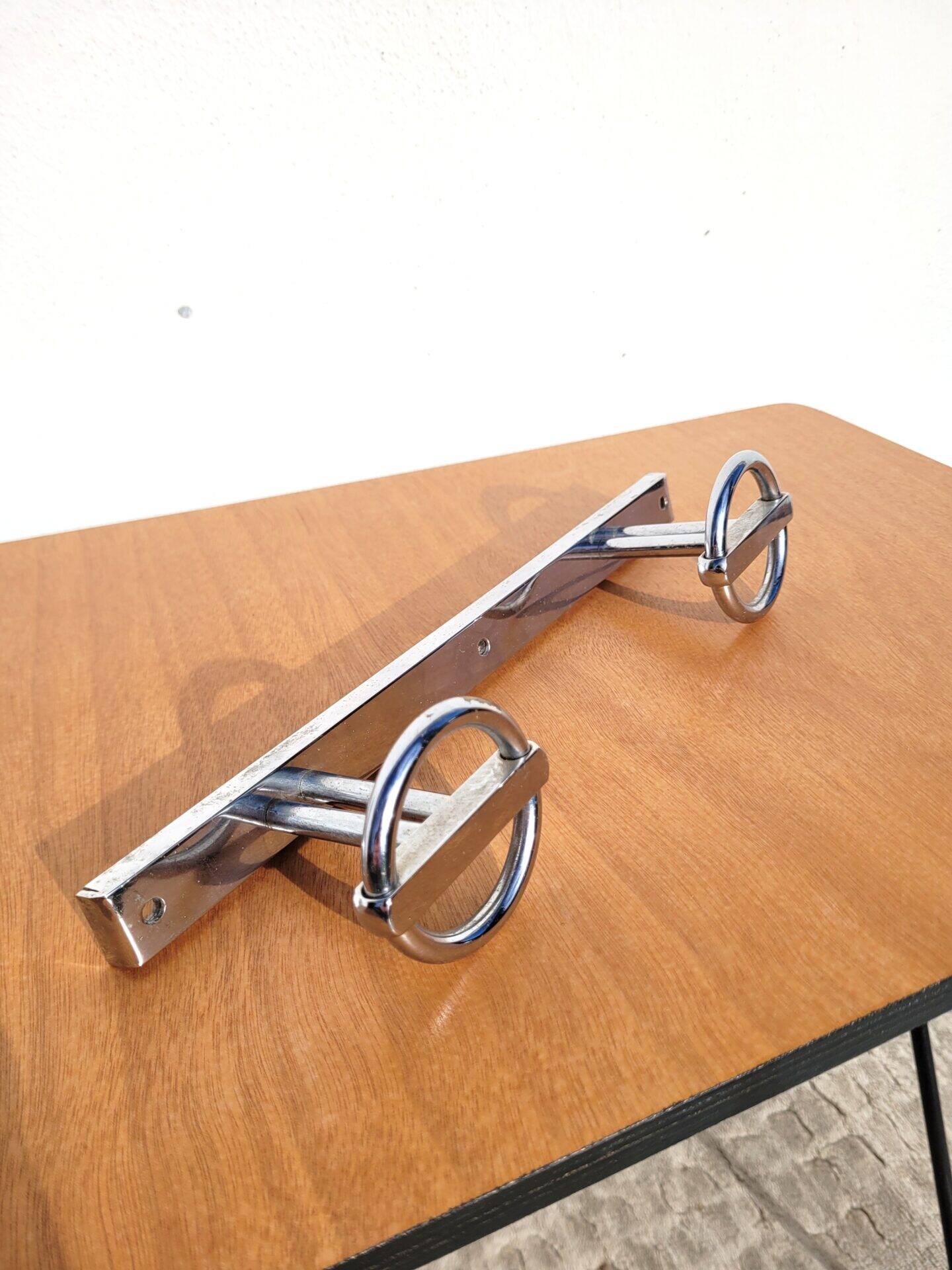 1950s chrome double wall-mounted coat rack