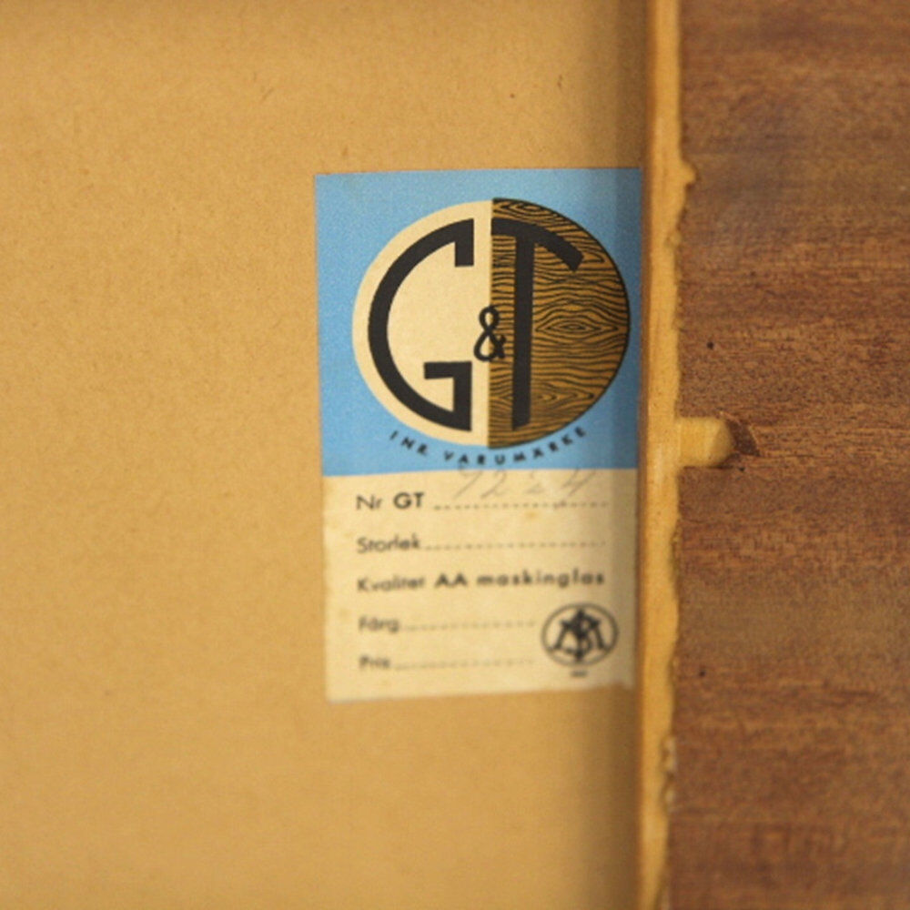 Set of 2 Scandinavian mirrors in glass & wood, Sweden, 1960, 80x50.