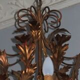 Large mid century gilt tole 8-light chandelier by Hans Kögl, 1960s