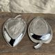 Pair of silver-plated bowls in the shape of a stylised leaf 11.5x22