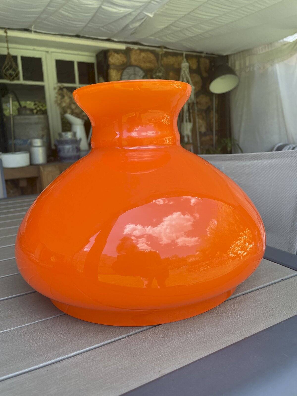 Vintage globe in orange opaline