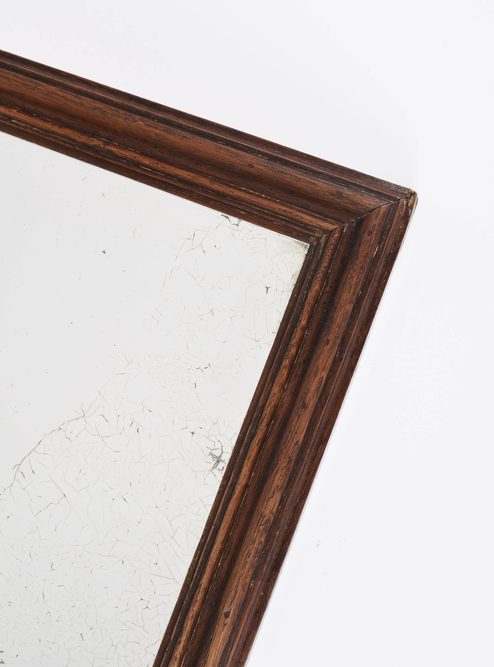 Old rectangular mirror, wooden frame
