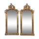 Paire de miroirs de style Louis XV bois stuqué et redoré, miroirs biseautés