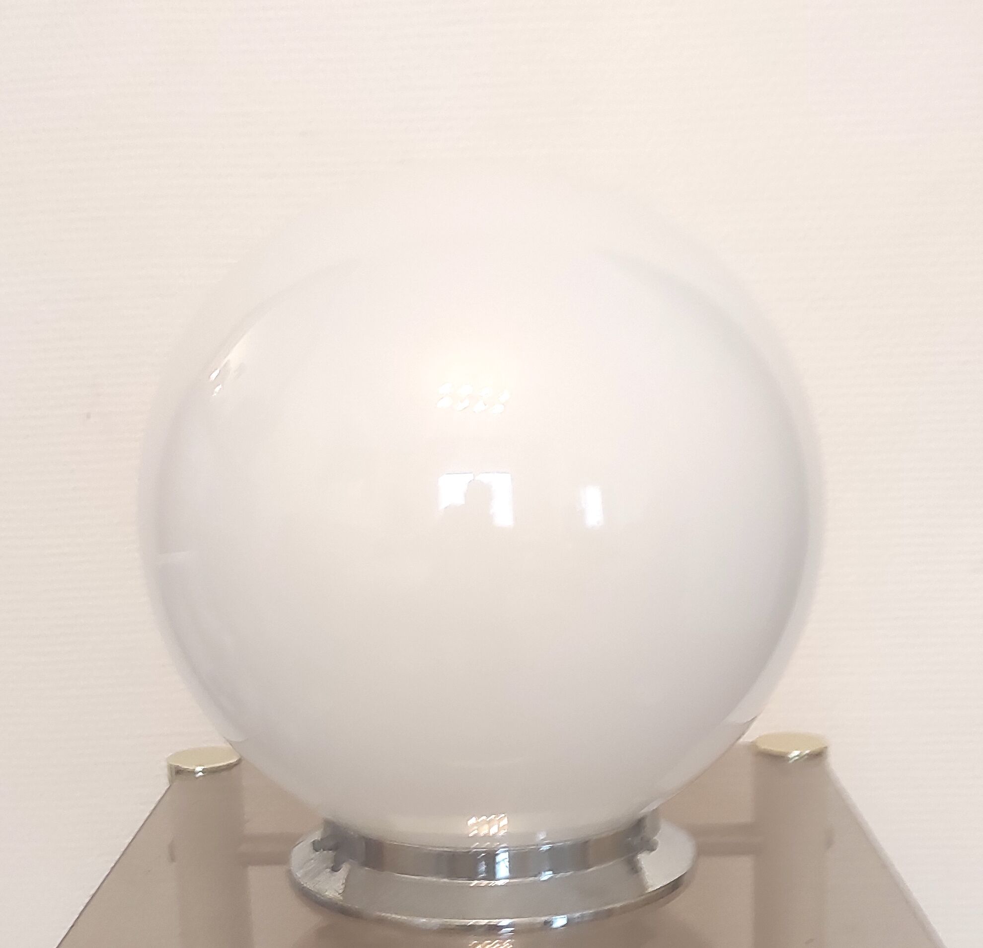 White opaline globe ceiling lamp – 50s/60s