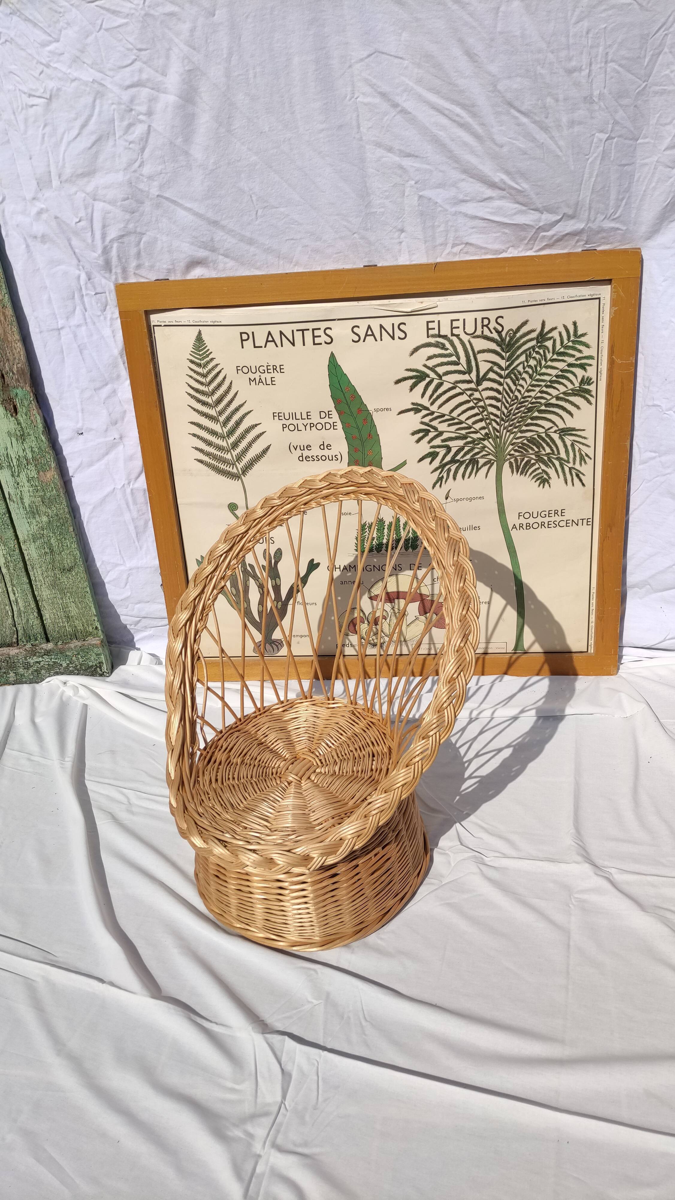 Vintage braided wicker armchair