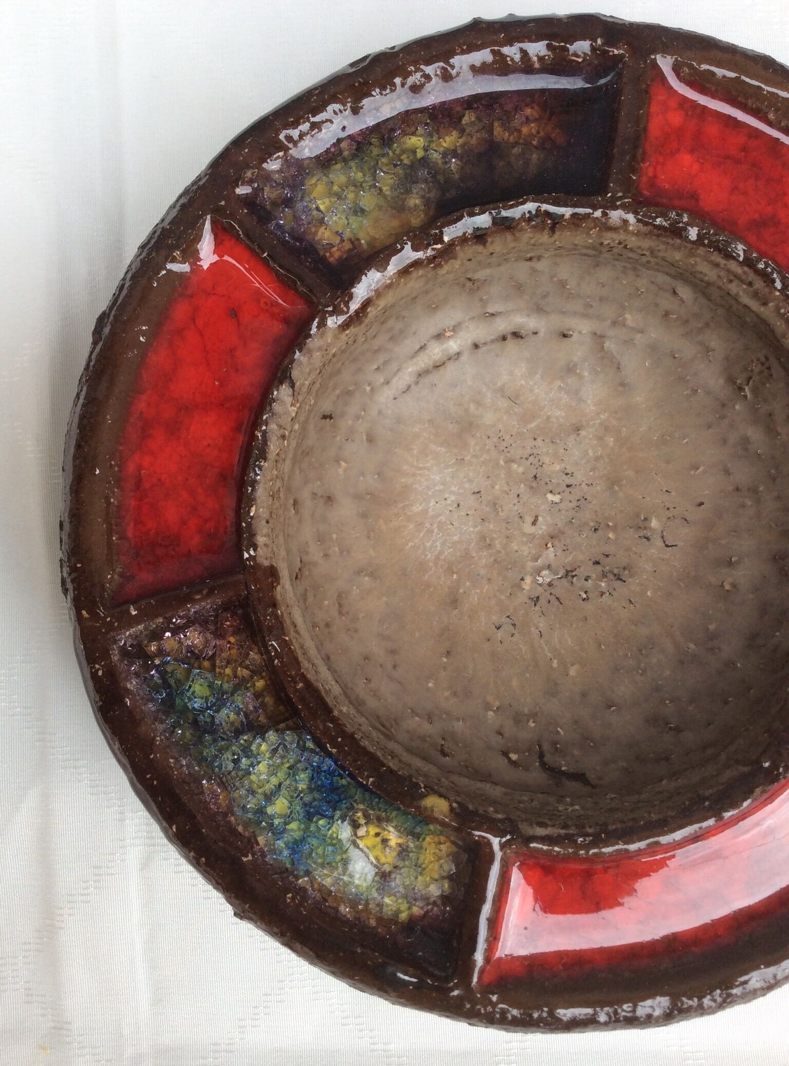 Empty cup pocket in stoneware and vitrified glass, 60s