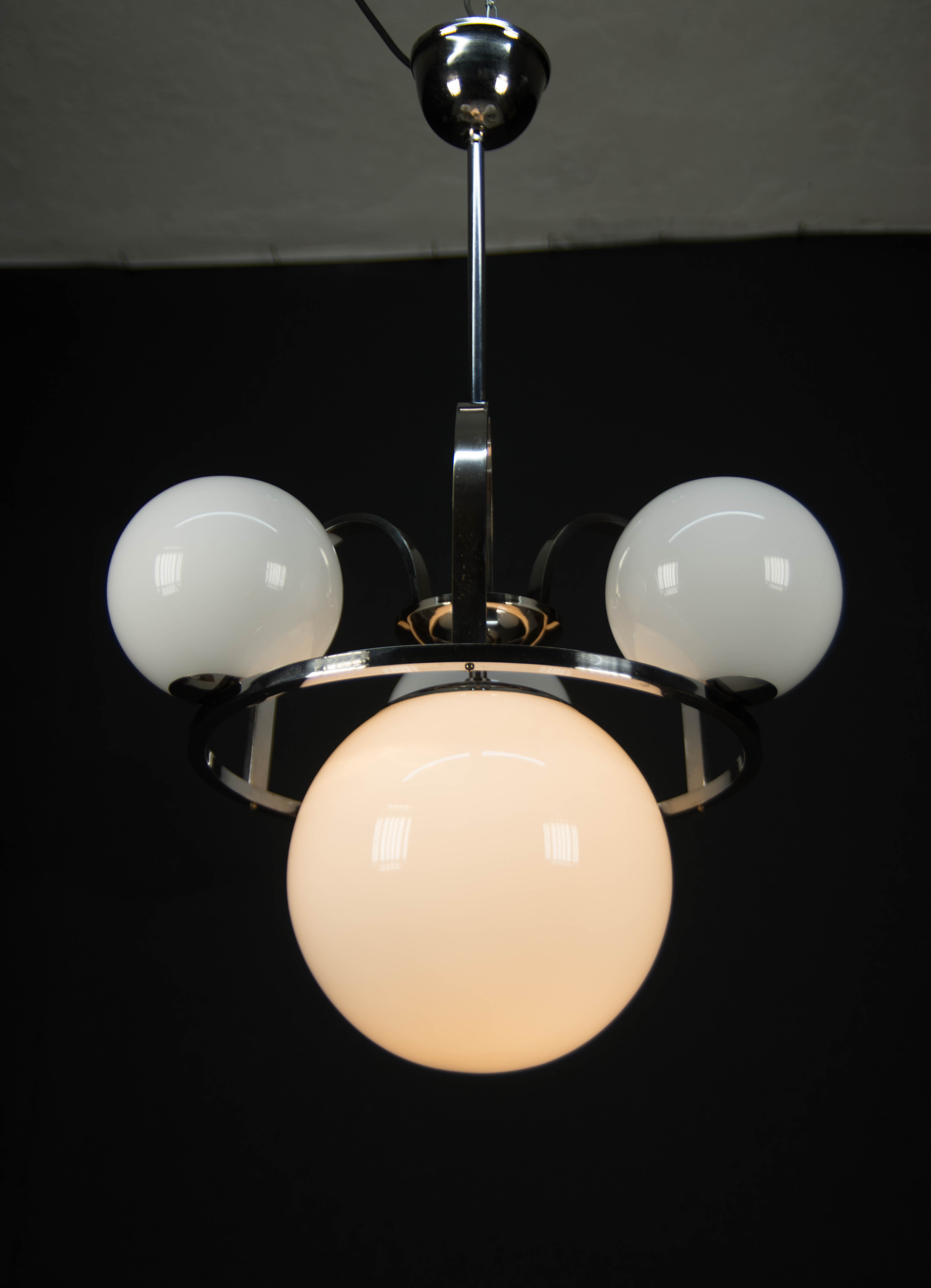 Bauhaus Chrome-plated Chandelier, 1930s